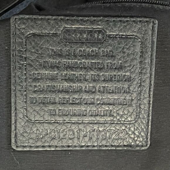 Coach F19722 Black Pebble Leather Chain Duffle Cross Body Shoulder Bag Purse - Picture 11 of 14